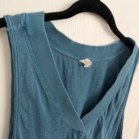 Anthropologie Daily Practice 100% Cotton V Neck Teal Blue Tank Top Size Medium - Picture 11 of 11